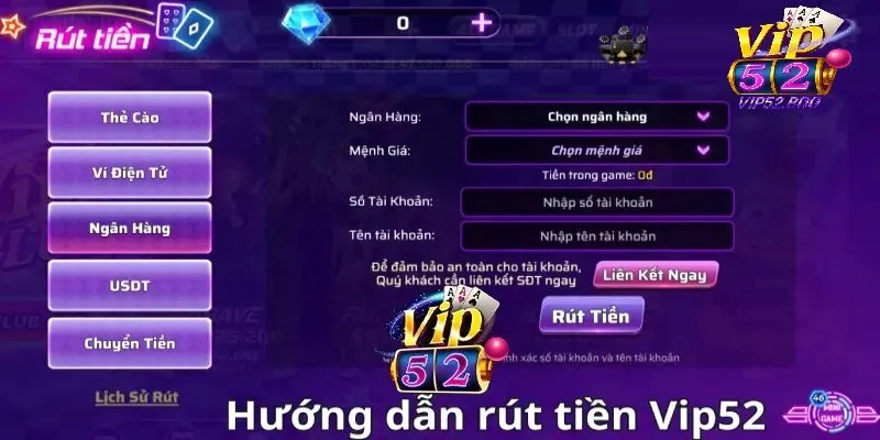 Lưu ý quan trọng khi rút tiền Vip52